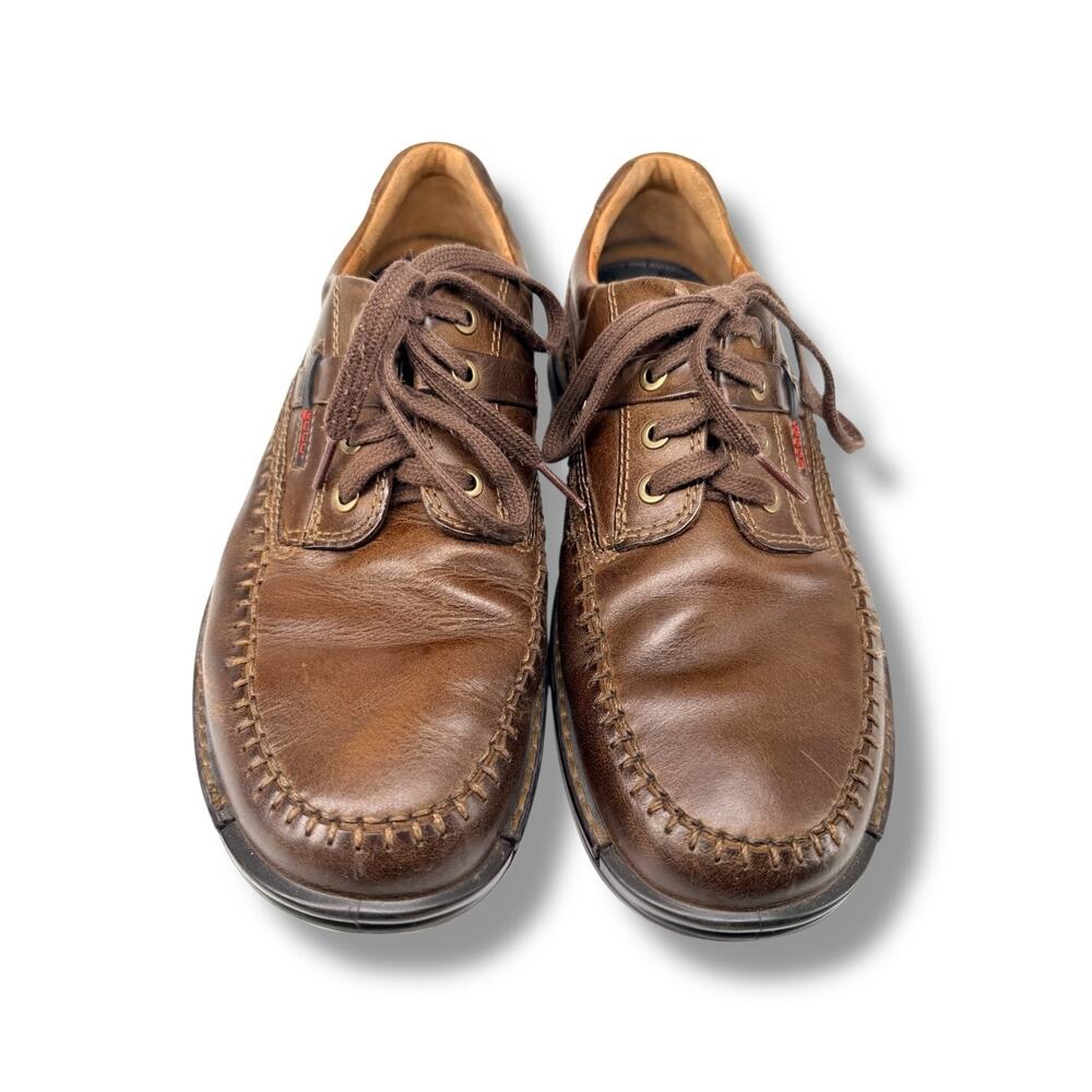 ECCO Light Shock Point Men's 8-8.5 US 42 EU Brown Leather Moc Toe Casual Oxford